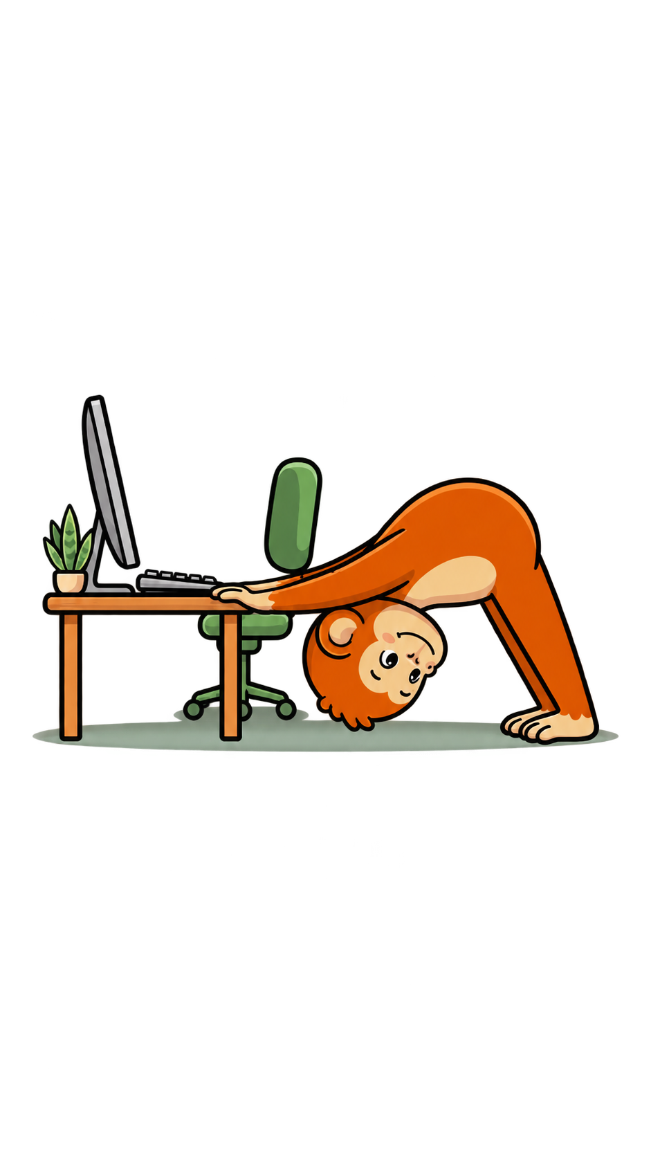 Desk yoga exercise illustration